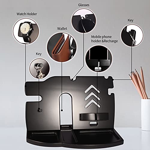 Foonii-Men-Phone-Docking-StationNightstand-Organizer-with-Wireless-Charging-PersonalizedWood-Bedside-Desk-AccessoriesUnique-Mens-Gift-for-Husband-Anniversary-Birthday-from-Wife-Black