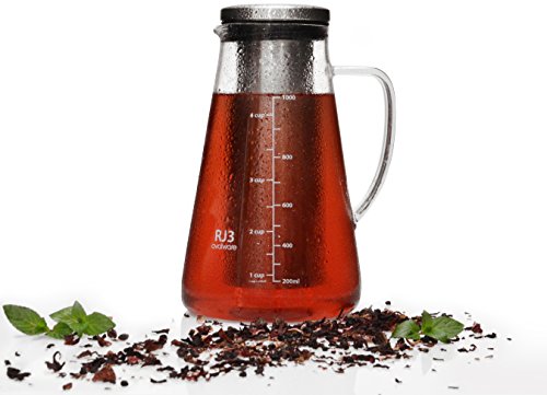 Airtight-Cold-Brew-Iced-Coffee-Maker-and-Tea-Infuser-with-Spout-10L-34oz-Ovalware-RJ3-Brewing-Glass-Carafe-with-Removable-Stainless-Steel-Filter