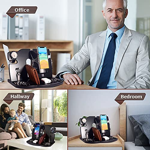 Foonii-Men-Phone-Docking-StationNightstand-Organizer-with-Wireless-Charging-PersonalizedWood-Bedside-Desk-AccessoriesUnique-Mens-Gift-for-Husband-Anniversary-Birthday-from-Wife-Black