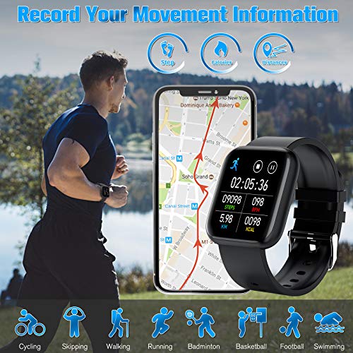 Pradory-Smart-WatchFitness-Watch-Activity-Tracker-with-Heart-Rate-Blood-Pressure-Monitor-IP67-Waterproof-Bluetooth-Smartwatch-Touch-Screen-Sports-Tracker-Watch-for-Android-iOS-Phones-Men-Women-Black