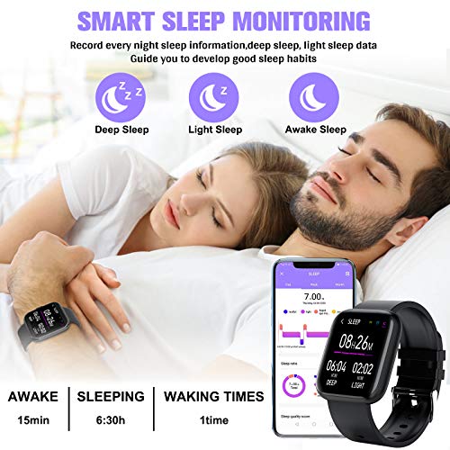 Pradory-Smart-WatchFitness-Watch-Activity-Tracker-with-Heart-Rate-Blood-Pressure-Monitor-IP67-Waterproof-Bluetooth-Smartwatch-Touch-Screen-Sports-Tracker-Watch-for-Android-iOS-Phones-Men-Women-Black