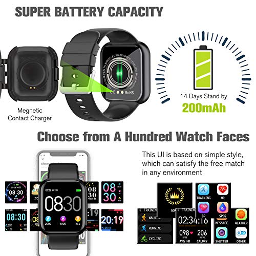 Pradory-Smart-WatchFitness-Watch-Activity-Tracker-with-Heart-Rate-Blood-Pressure-Monitor-IP67-Waterproof-Bluetooth-Smartwatch-Touch-Screen-Sports-Tracker-Watch-for-Android-iOS-Phones-Men-Women-Black