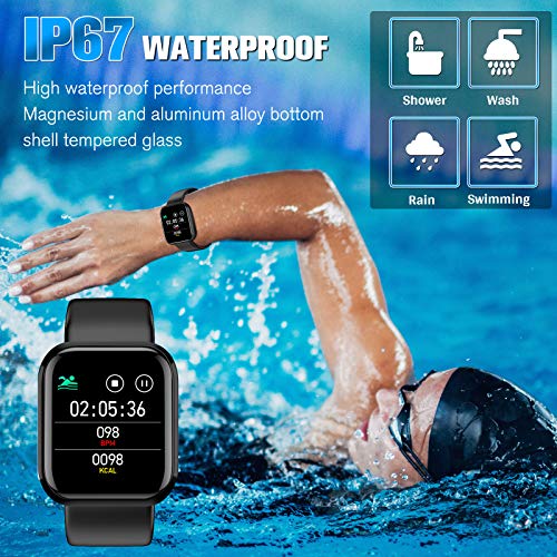 Pradory-Smart-WatchFitness-Watch-Activity-Tracker-with-Heart-Rate-Blood-Pressure-Monitor-IP67-Waterproof-Bluetooth-Smartwatch-Touch-Screen-Sports-Tracker-Watch-for-Android-iOS-Phones-Men-Women-Black